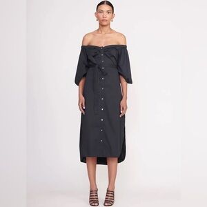 STAUD | Dresses | Nwot Staud Dena Drop Waist Navy Blue Midi Dress Sz 4 |  Poshmark